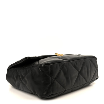 Goatskin Quilted Large Chanel 19 Flap Black