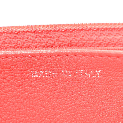 Grained Calfskin Quilted CC Box Wallet On Chain WOC Red