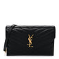 Lambskin Matelasse Chevron Monogram Envelope Chain Wallet Black