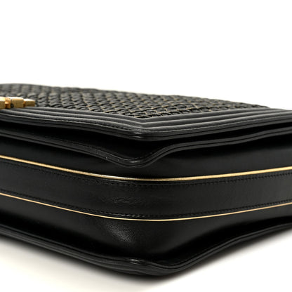 Braided Sheepskin Large Boy Reverso Flap Black