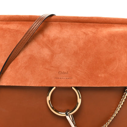 Suede Calfskin Medium Faye Shoulder Bag Tobacco