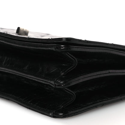 Glazed Calfskin Quilted Rita Top Handle Flap Black