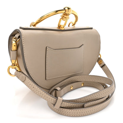 Calfskin Lambskin Quilted Studded Nile Bracelet Minaudiere Bag Pastel Grey