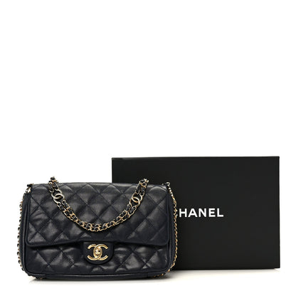 Caviar Quilted Small CC You Flap Navy
