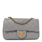 Lambskin Quilted Mini Rectangular Pearl Crush Flap Grey