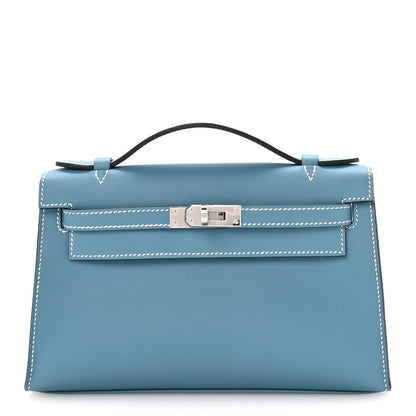 Swift Kelly Pochette Clutch Blue Jean