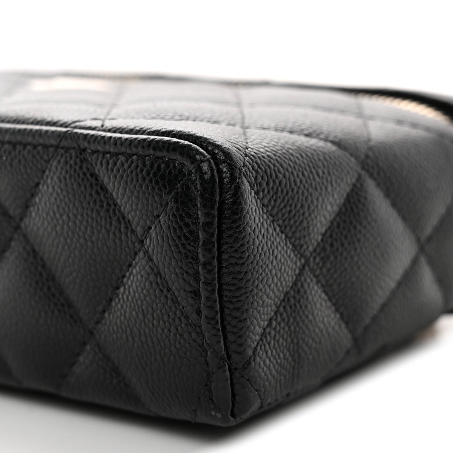 Caviar Quilted Top Handle Slim Vanity With Chain Black