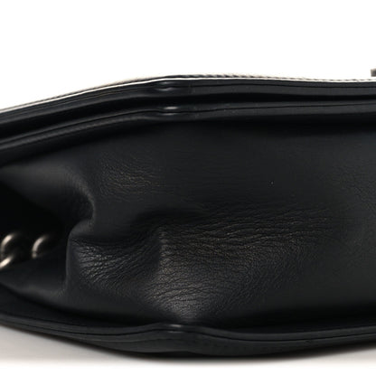 Calfskin Chevron Quilted Medium Chain Boy Flap Black
