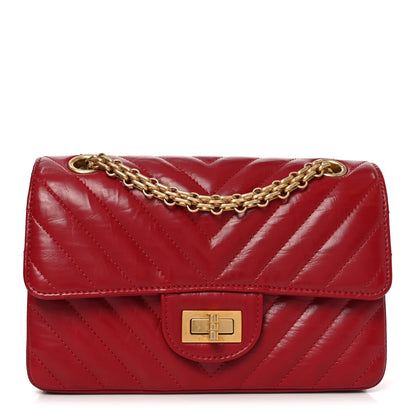 Aged Calfskin Chevron Quilted 2.55 Reissue Mini Flap Dark Red