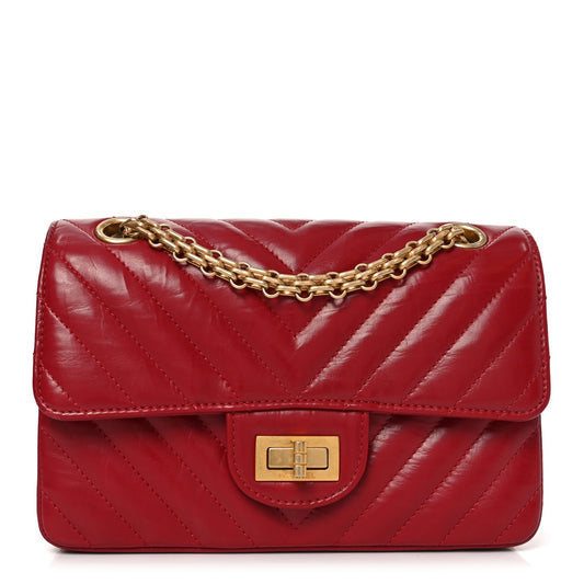 Aged Calfskin Chevron Quilted 2.55 Reissue Mini Flap Dark Red