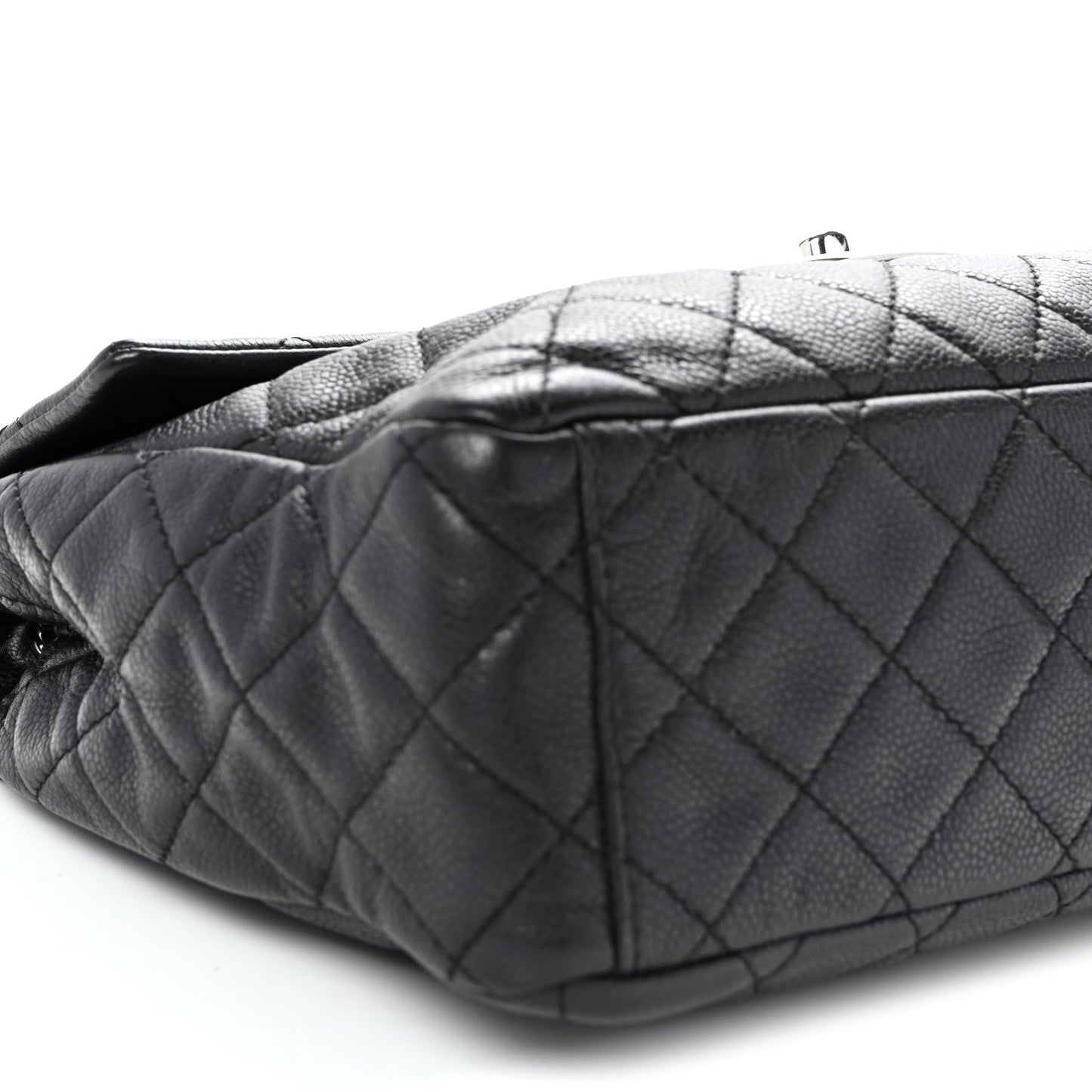 Washed Caviar Quilted Maxi Single Flap Black