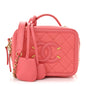 Caviar Quilted Small CC Filigree Vanity Case Coral
