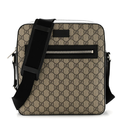 GG Supreme Monogram Flat Messenger Bag Beige Black New Acero