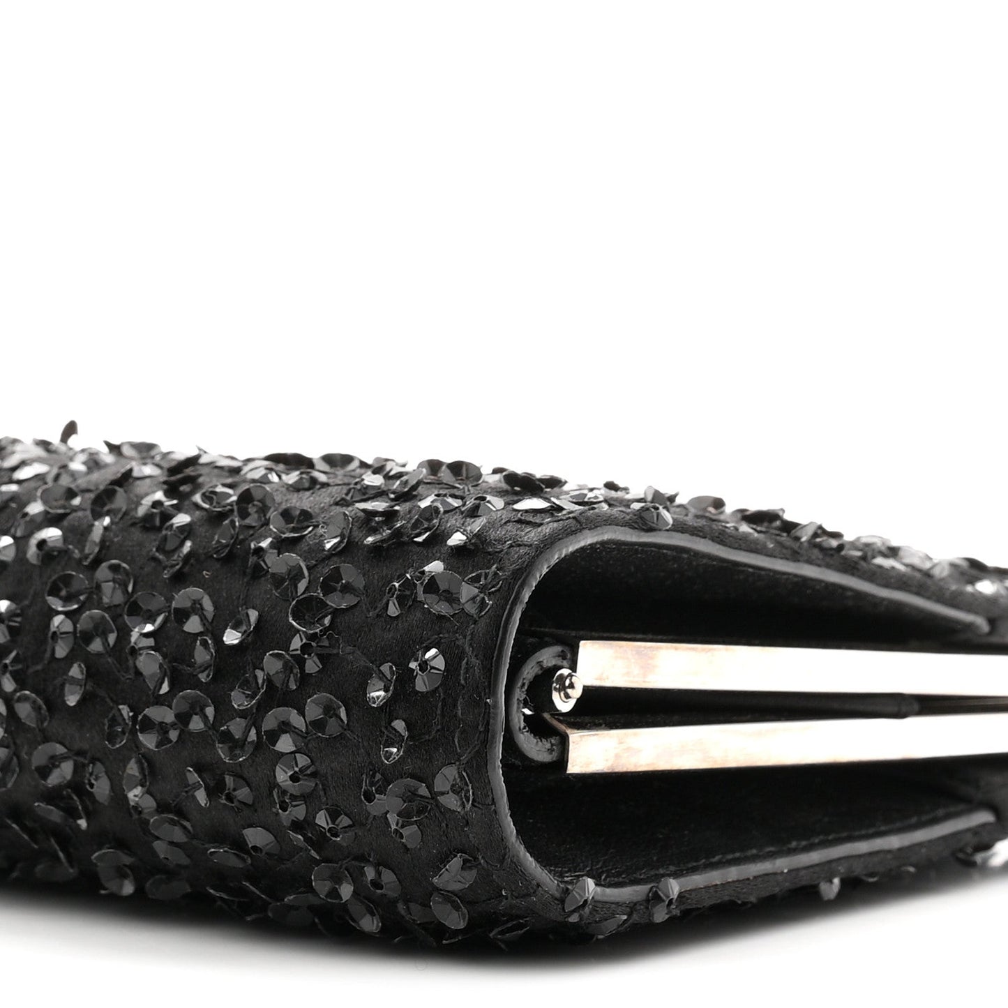 Satin Sequin Kameron Clutch Black