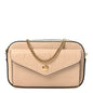 Calfskin GG Super Mini Debossed Chain Wallet Light Beige