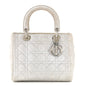 Metallic Nubuck Cannage Medium Lady Dior Silver