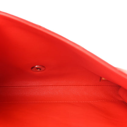 Patent Quilted Clutch with Chain Flap Red