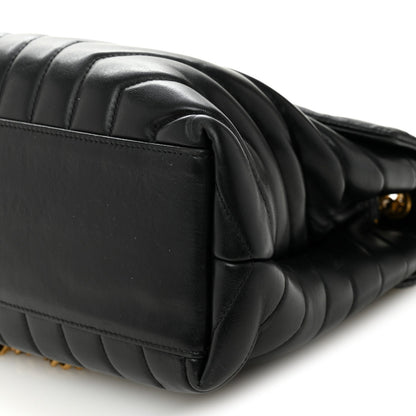 Calfskin Y Quilted Monogram Medium Loulou Chain Satchel Black
