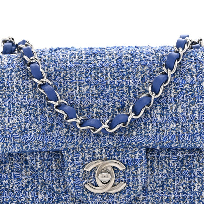 Tweed Quilted Mini Rectangular Flap Blue White