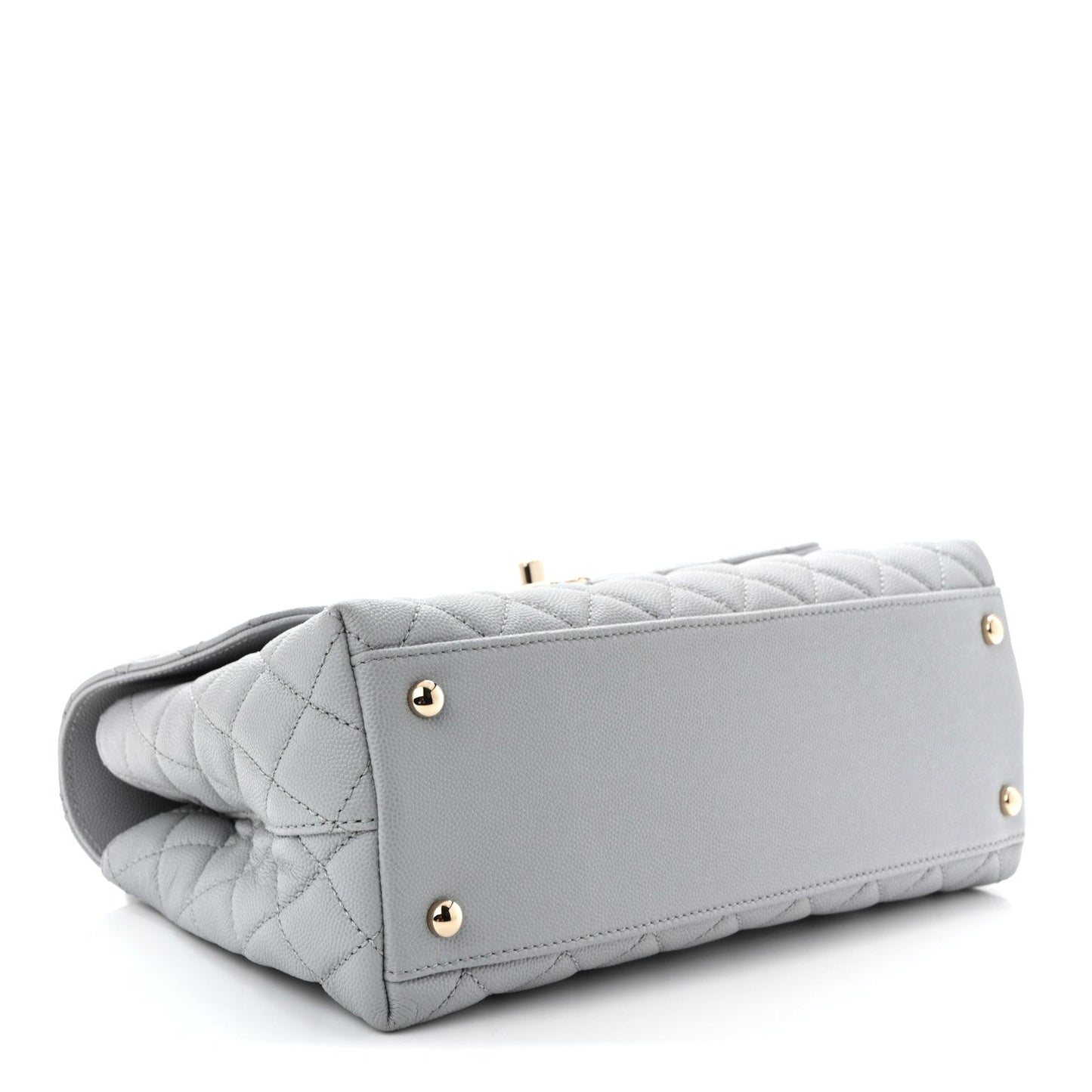 Caviar Lizard Embossed Quilted Small Coco Handle Flap Light Grey