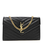 Grain De Poudre Matelasse Chevron Monogram Chain Wallet Black