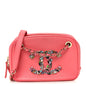 Lambskin Crystal Strass Mania Camera Case Pink