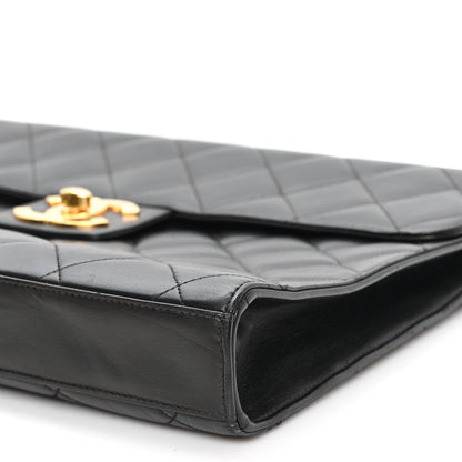 Lambskin Quilted Briefcase Laptop Bag Black