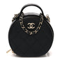 Caviar Quilted Round Handle With Care Vanity With Chain Black