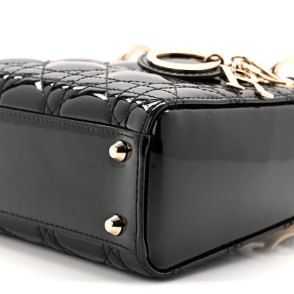 Patent Cannage Mini Lady Dior Black