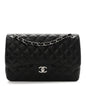 Lambskin Quilted Jumbo Double Flap Black