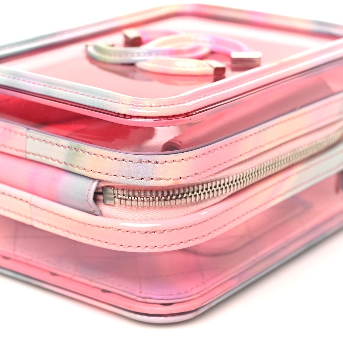 PVC Patent Calfskin Patent Lambskin Vertical Vanity Case Pink