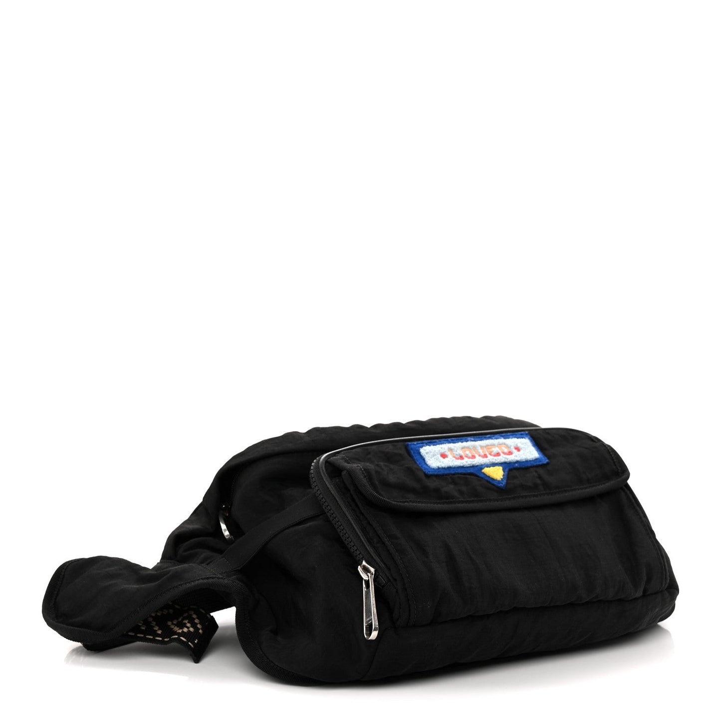 Nylon 80s Logo Patch Belt Bag Black