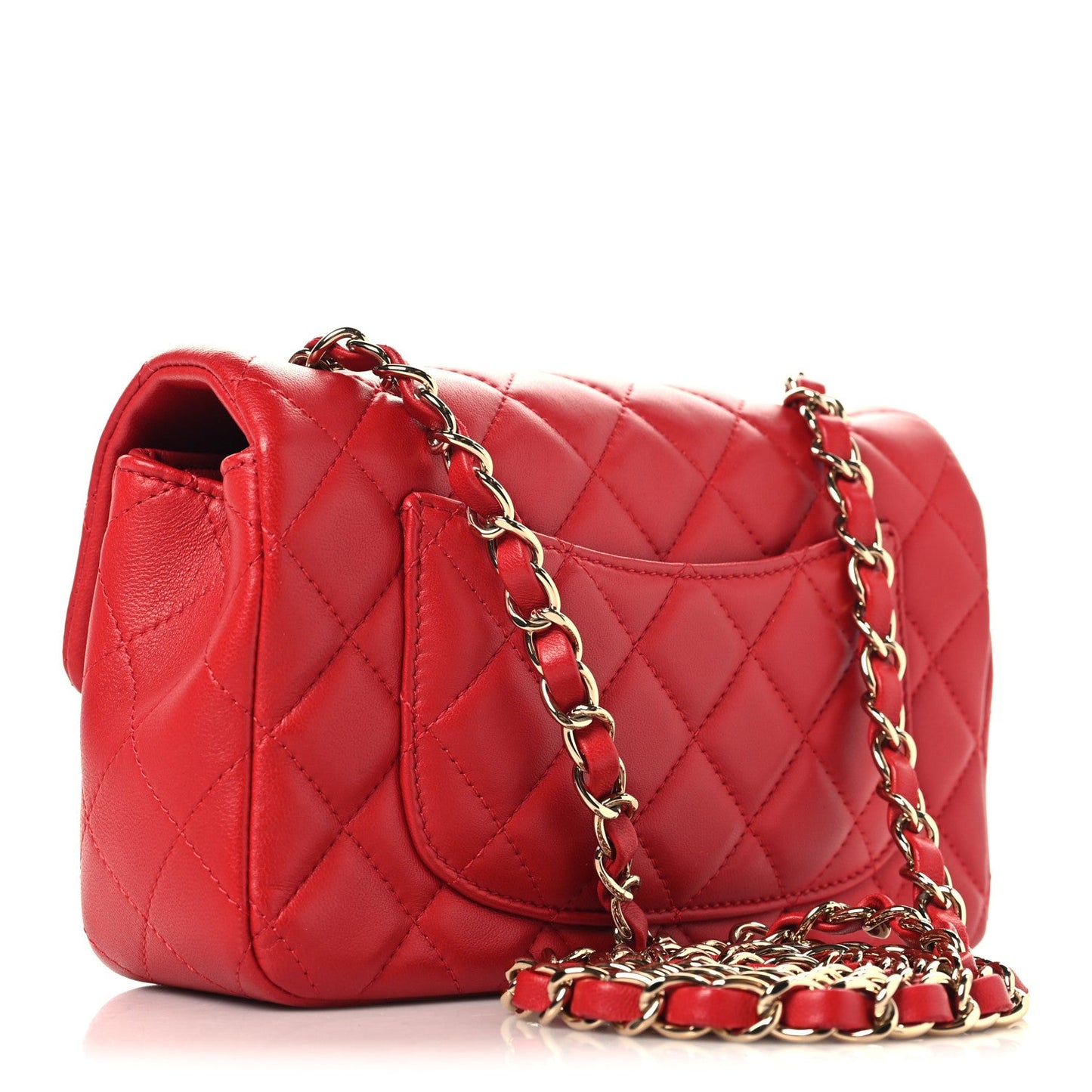 Lambskin Quilted Mini Rectangular Flap Red