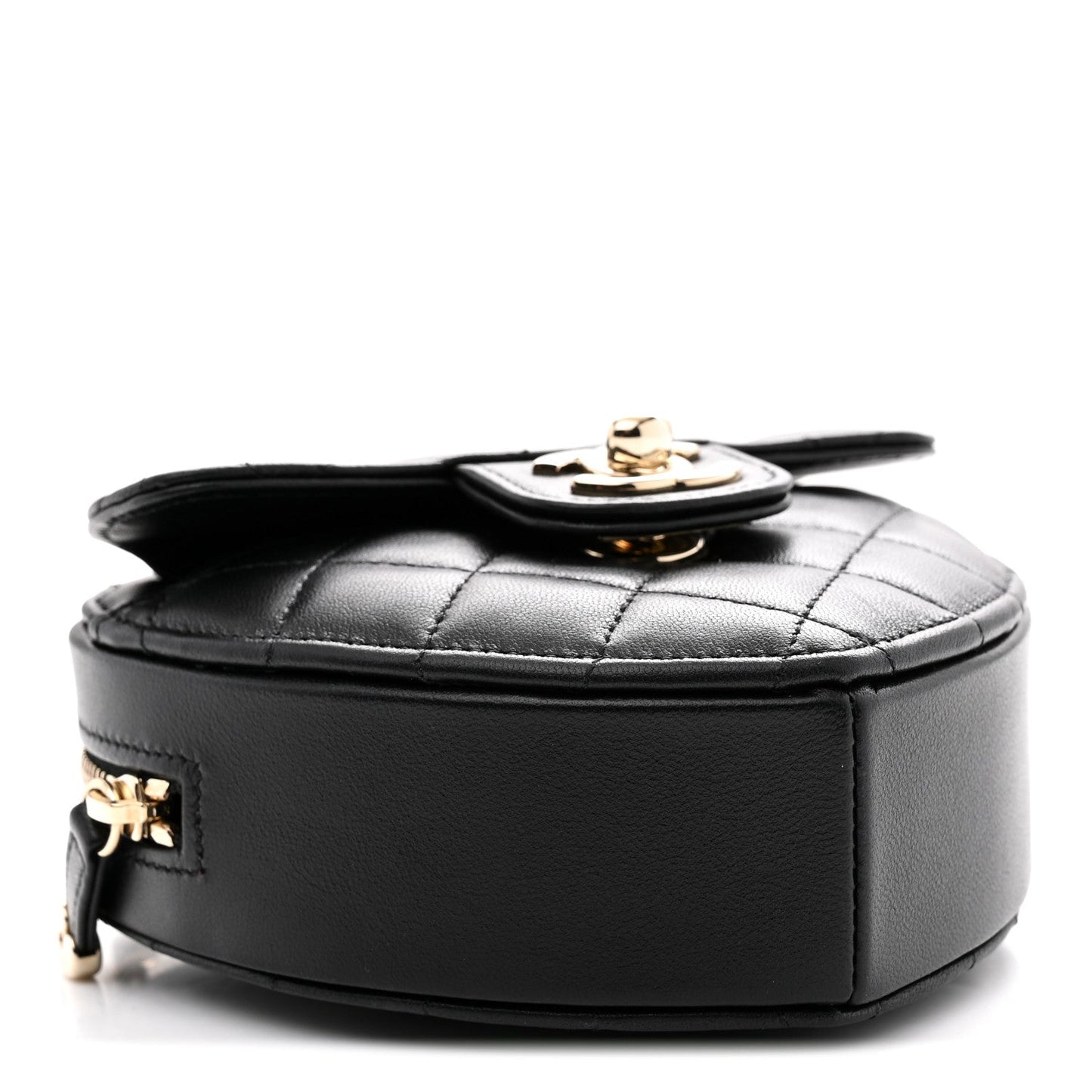 Lambskin Quilted CC In Love Heart Clutch With Chain Black