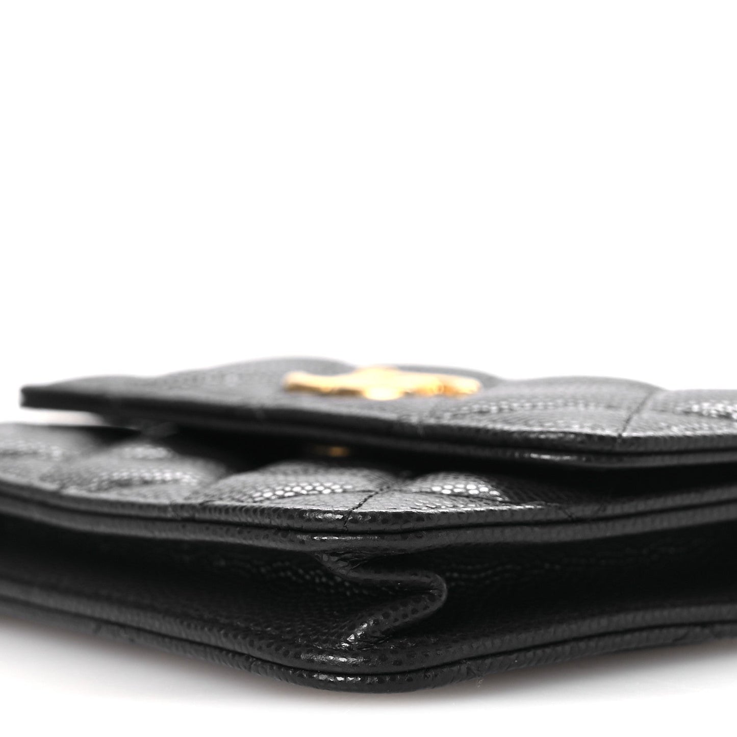 Caviar Quilted Twist Your Buttons Coin Purse With Chain Navy