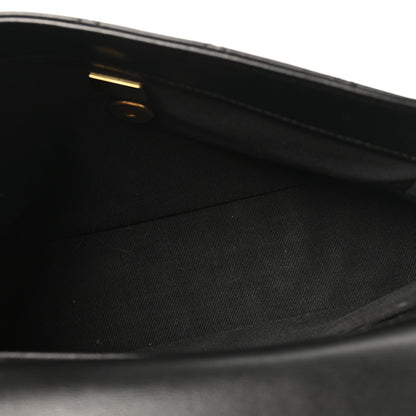 Calfskin Stitched Chain Flap Black