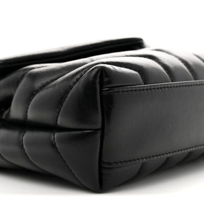 Calfskin Y Quilted Monogram Toy Loulou Crossbody Bag Black