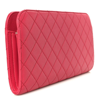 Lambskin Quilted Coco Midnight Clutch Dark Pink