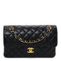 Lambskin Quilted Small Double Flap Black