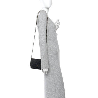 Lambskin Quilted Wallet On Chain WOC Black