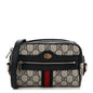 GG Supreme Monogram Textured Dollar Calfskin Web Mini Ophidia Shoulder Bag Beige Blue
