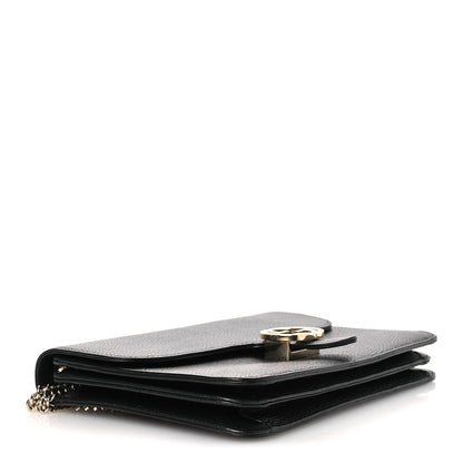 Dollar Calfskin Interlocking G Shoulder Bag Black