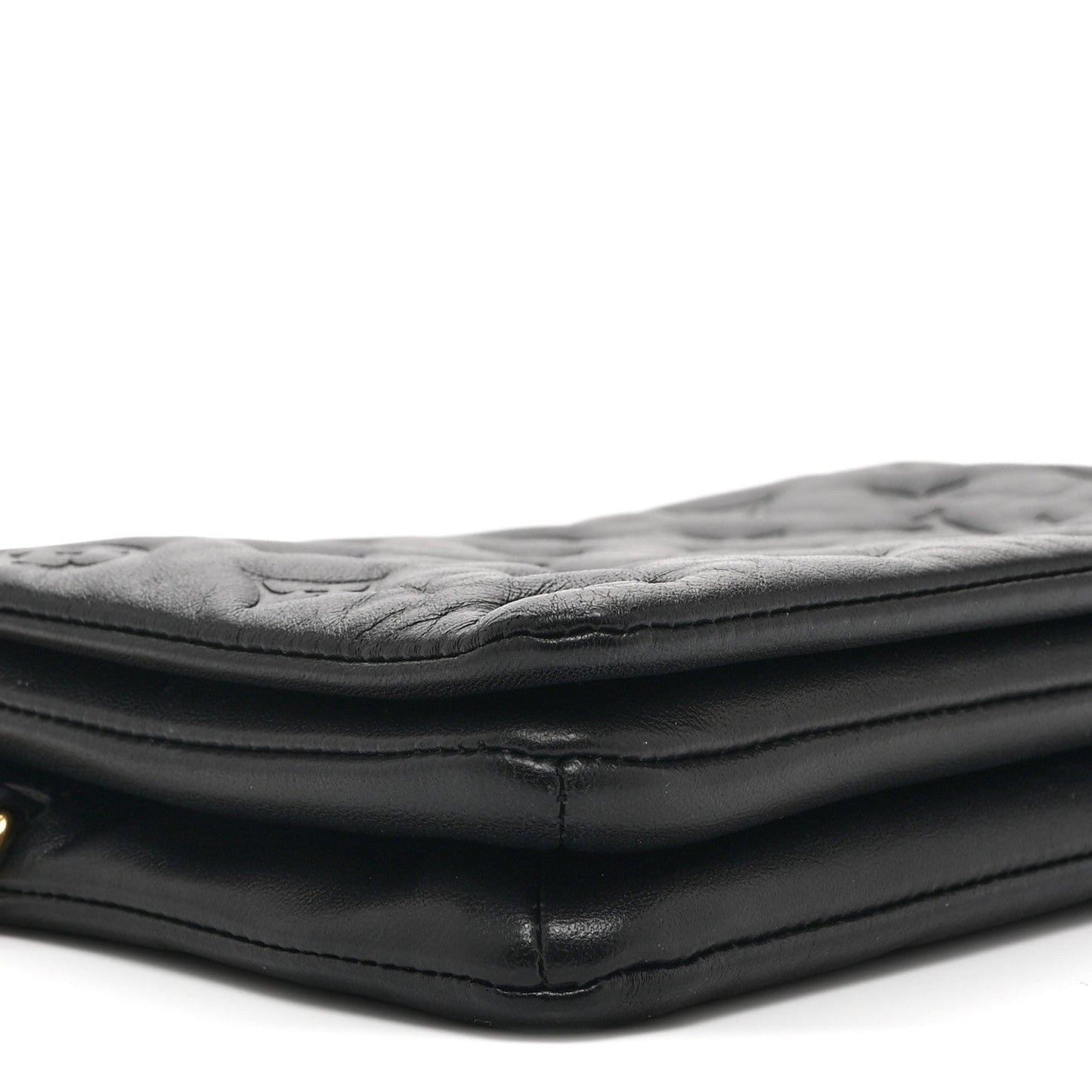 Lambskin Embossed Monogram Pochette Coussin Black