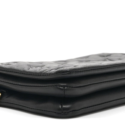Lambskin Embossed Monogram Pochette Coussin Black