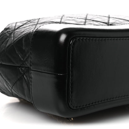 Aged Calfskin Quilted Small Gabrielle Backpack Black