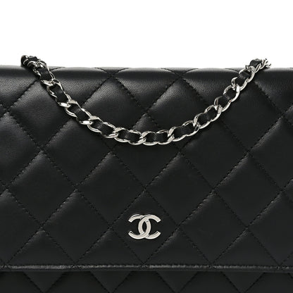 Lambskin Quilted Wallet On Chain WOC Black