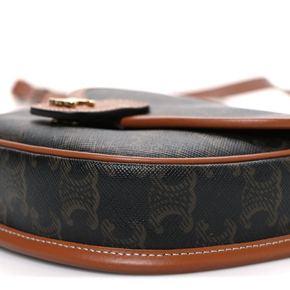 Canvas Calfskin Triomphe Mini Besace Tan