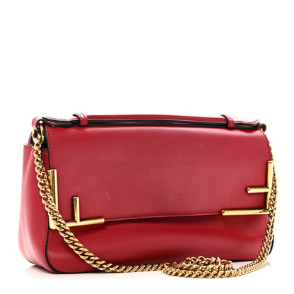 Vitello Grace Glazed Fabric FF 1974 Double F Shoulder Bag Fragola Mogano Panna
