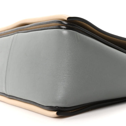 Shiny Smooth Calfskin Medium Frame Shoulder Bag Grege Storm