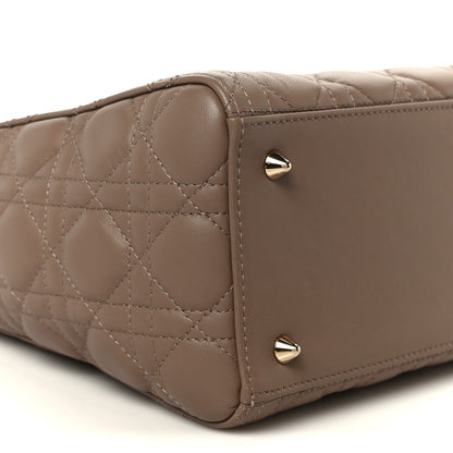 Lambskin Cannage Medium Lady Dior Warm Taupe